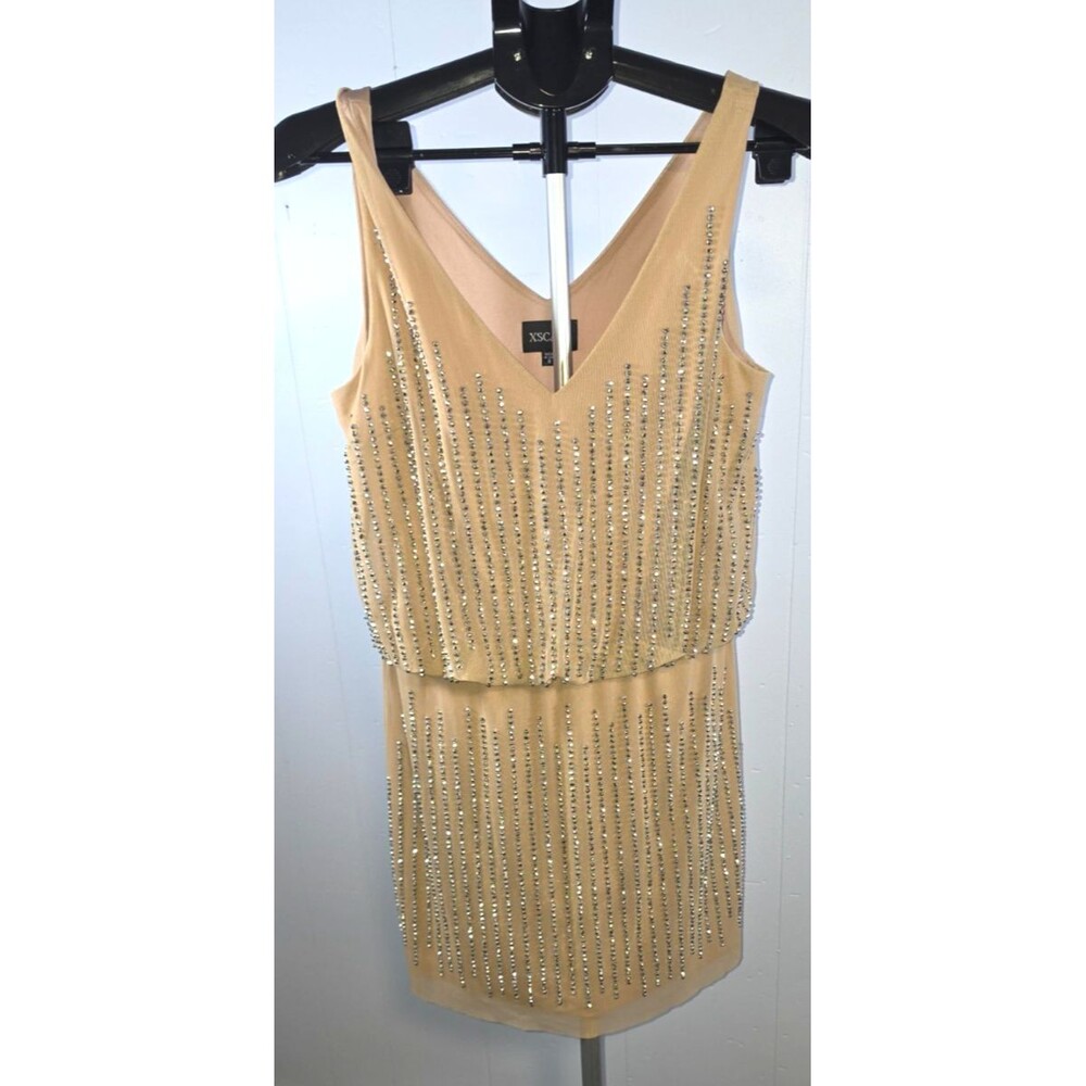 Xscape Brown Flashy Silver Design Sleeveless Size 8 Party Cocktail Dress